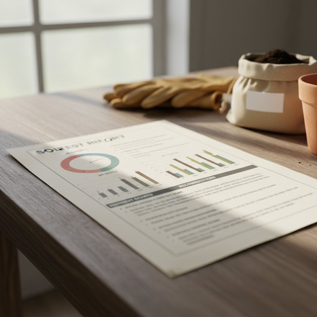 Professional soil test report showing pH levels and nutrient recommendations for a vegetable garden